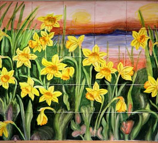 Daffodils at sunset