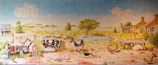 Farmyard tile mural