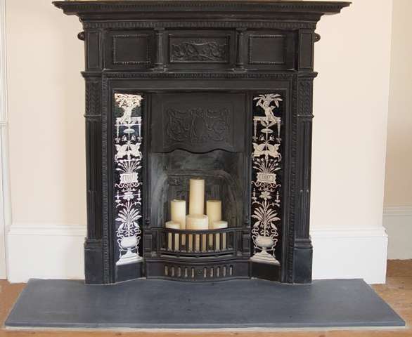 Fireplace - black and white urn design